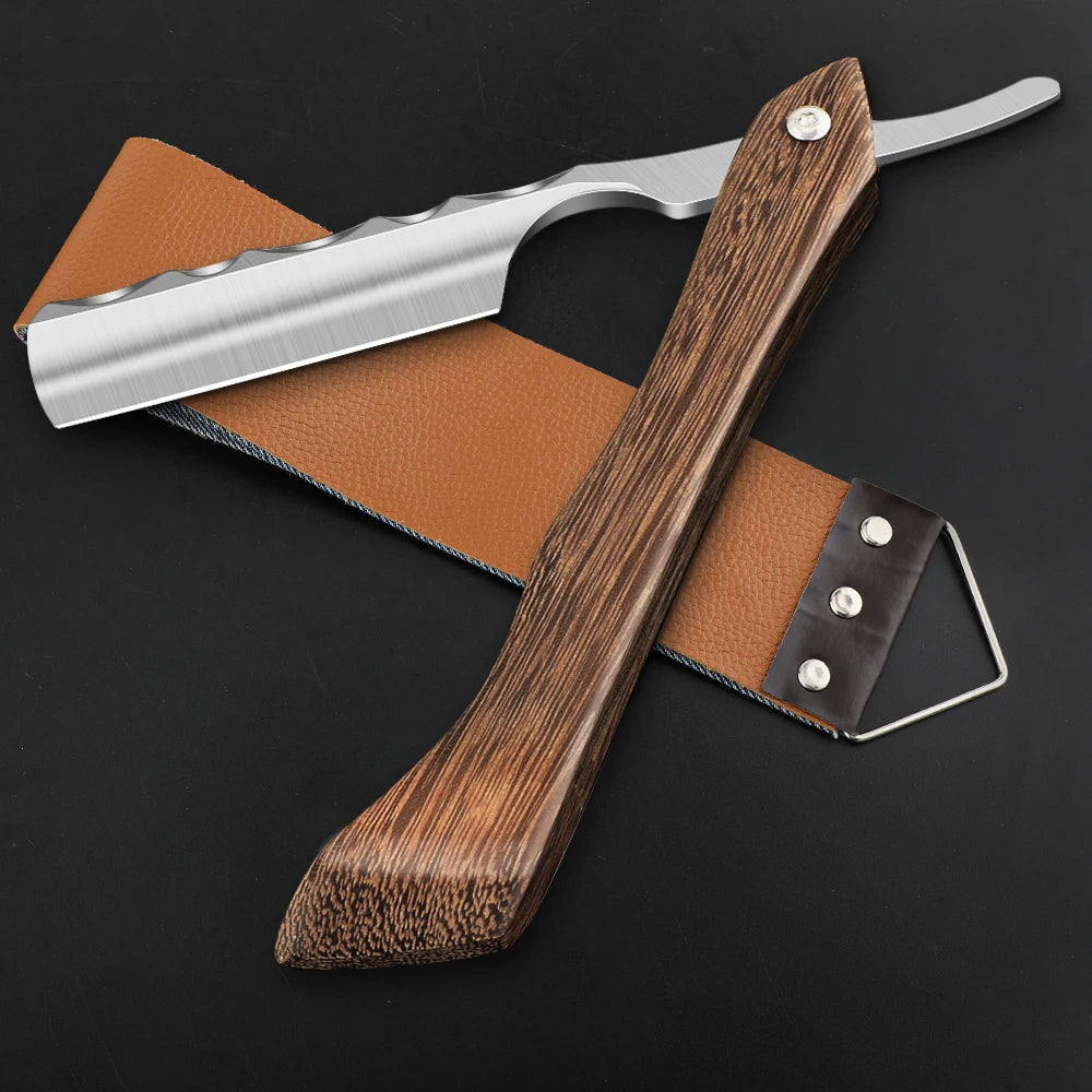 Professional Barbershop Men’s Shaver – Straight Edge Barber Razor Knife for Beard Shaving with Wiping Cloth