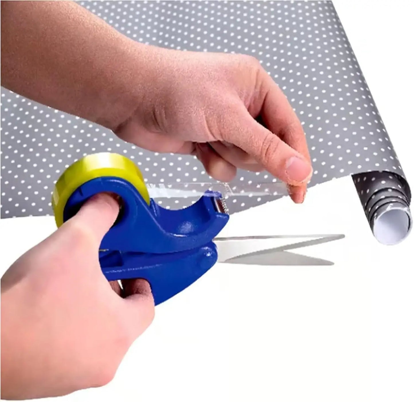Scissors & Clear Tape Dispenser Cutter — Desktop Tape Dispenser for Office, Gift Wrapping & Stationery