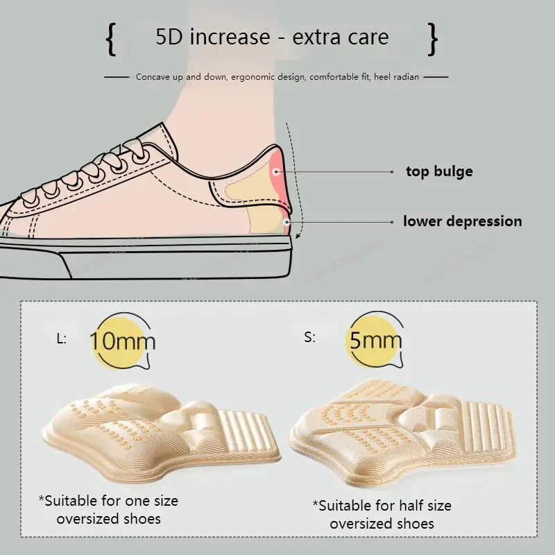 Heel Stickers and Protectors - Sneaker Insoles for Shrinking Size, Anti-Wear Feet Shoe Pads, High Heel Cushion Inserts with Adjustable Sizing