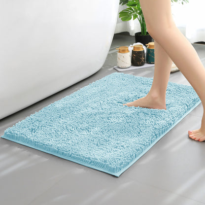 Chenille Long-Haired Bath Mat – Absorbent Bathroom Floor Mat for Tub, Living Room, and Entrance Foot Pad