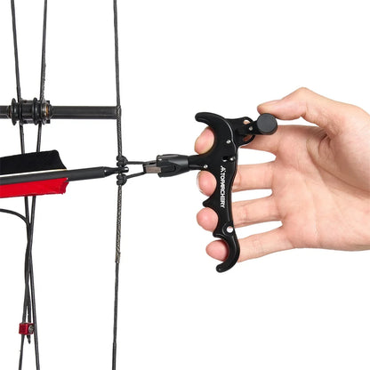 Toparchery Adjustable 4 Finger Compound Bow Release - Aluminum Aid for Archery Accessories, 360 Degree Rotation