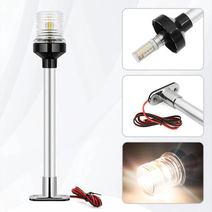 12V/24V LED Boat Navigation Light – 360° Fold Down Marine Signal Anchor Light for Yacht & Sailing