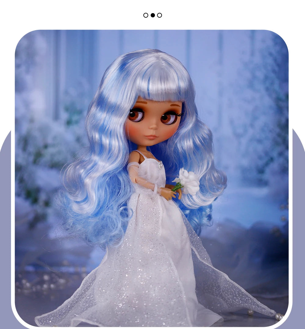 ICY DBS Blythe Doll – Tan Skin Matte Face with Eyebrows, 1/6 BJD Joint Body, Anime Christmas Gift
