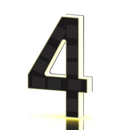 LED Solar House Numbers - IP65 Waterproof Personalized Illuminated Outdoor Address Sign for Home, Hotel & Bar 23/17/12CM