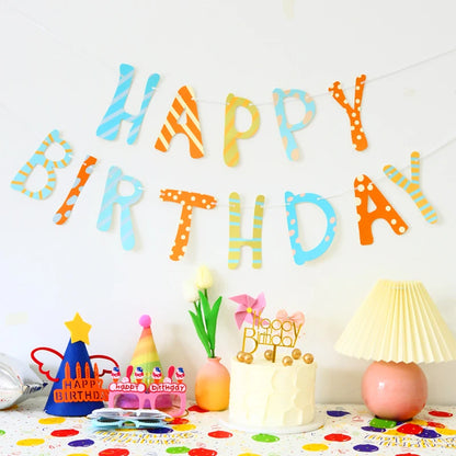 Colorful Happy Birthday Banner – Macaron, Dinosaur & Astronaut Flags for Birthday & Baby Shower Decorations