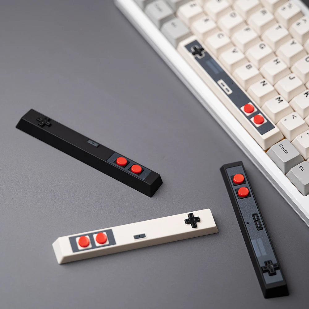 Retro Gamepad Keycap 6.25u Spacebar – Artisan ABS Keycap for MX Switches, Black & White for Mechanical Gaming Keyboards