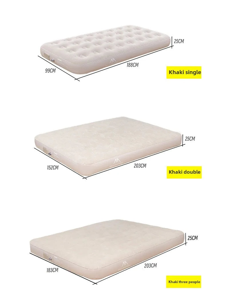 MOUNTAINHIKER 2025 Inflatable Air Mattress – PVC Glamping Sleeping Mat with Built-in Pump for 1-3 Persons