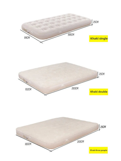 MOUNTAINHIKER 2025 Inflatable Air Mattress – PVC Glamping Sleeping Mat with Built-in Pump for 1-3 Persons