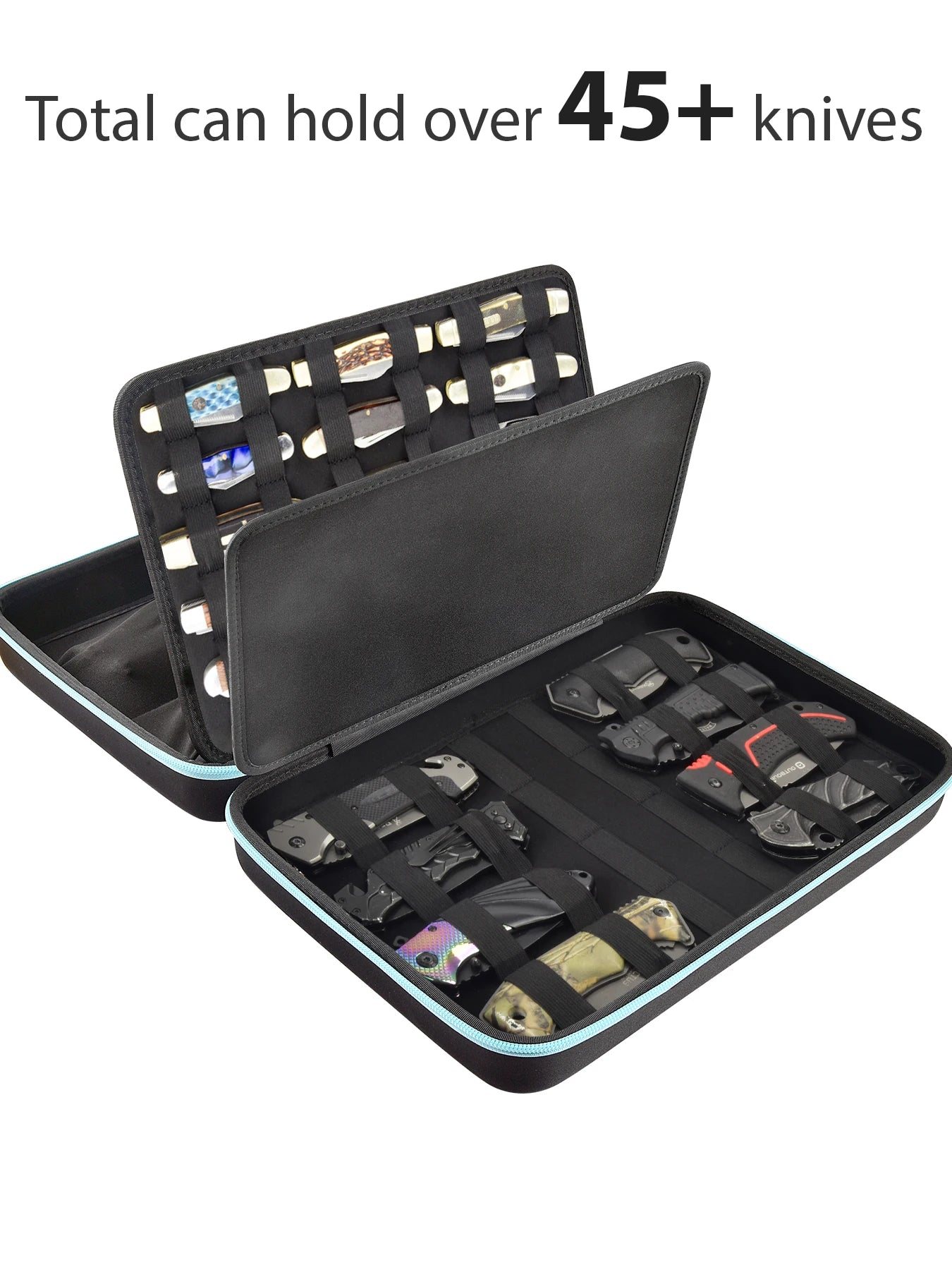 Knife Display Case – Storage Box for 45+ Pocket Knives, Butterfly & Folding Knife Organizer