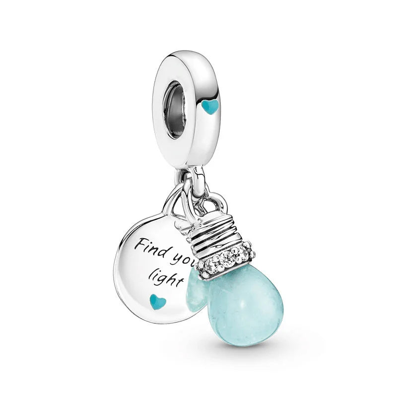 2024 New 925 Sterling Silver Bulb & Small Turtle Charm Pendant – Fit for Original Pandora Bracelet, DIY Women’s Jewelry Gift