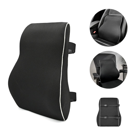 Non-Slip Memory Foam Lumbar Support Pillow – Back Pain Relief Cushion for Car, Office & Home Seat Comfort Waist Support Pillow