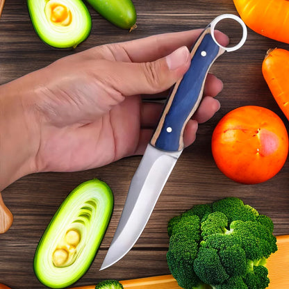 7.6 Inch Stainless Steel Fruit Knife: Sharp Blade with Wood Handle - Multipurpose Knife for Family and BBQ