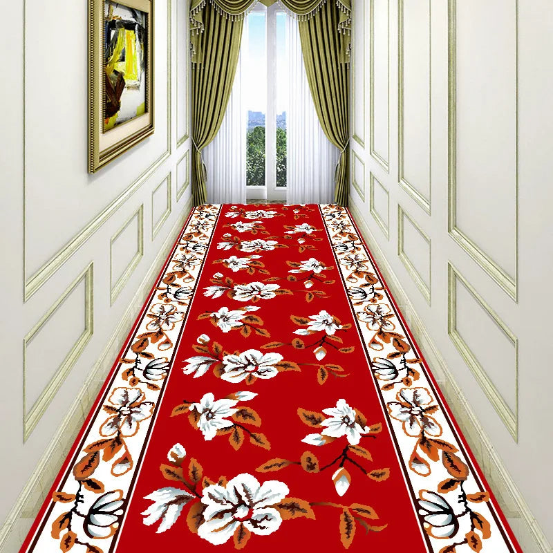 Luxury Chinese Classical Corridor Rug – Crystal Velvet Soundproof Washable Carpet for Villa, Hotel & Living Room