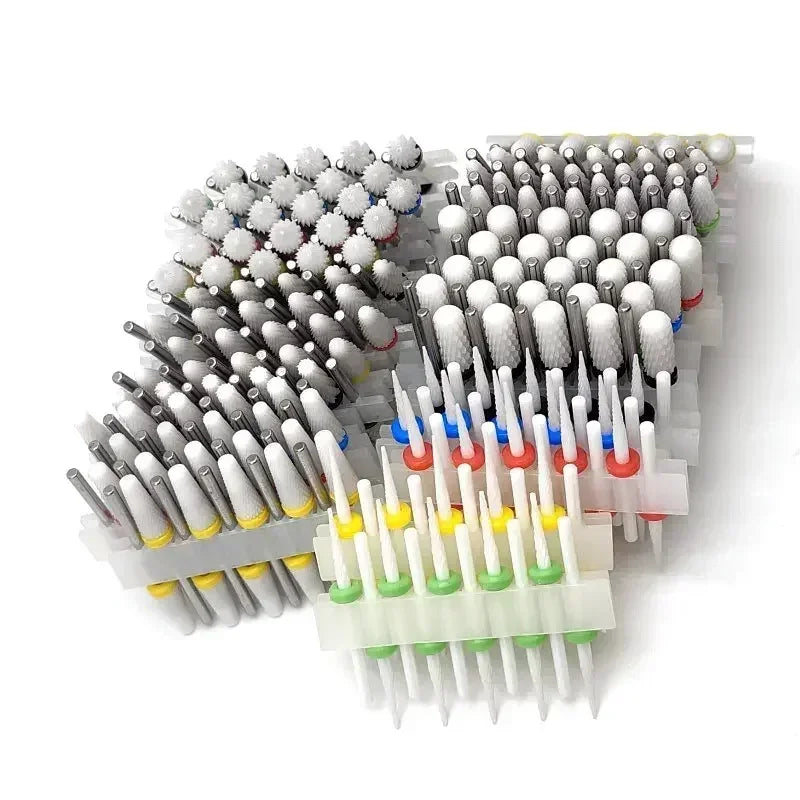 10PCS Ceramic Nail Drill Bits - Rotary Milling Cutters for Gel Polish Removal & Nail Grinding Machine Accessories