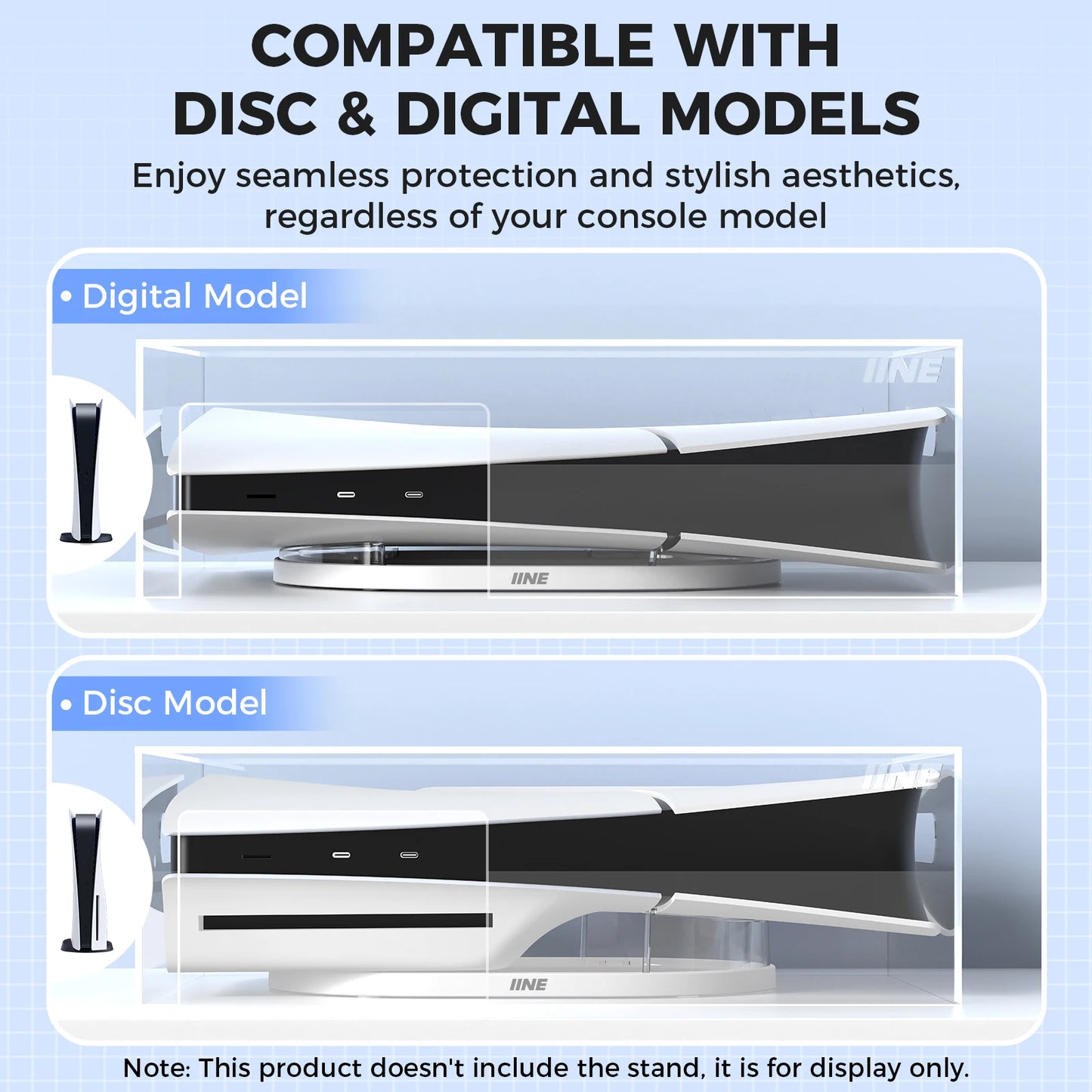 IINE Acrylic Dust Cover for PS5 Slim – Durable PC Dustproof Protective Case Compatible with Disc & Digital Console Models