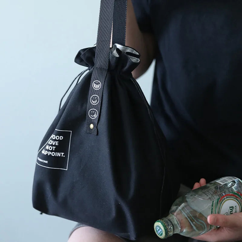 Canvas Lunch Bag – Portable Bento Box Handbag for Outdoor Picnic, School, and Food Storage, Fresh-Keeping Tote Accessory