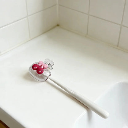 Cute Cherry Toothbrush Holder - Dual Hole Drainage & Ventilated Toothbrush Head Protector for Bathroom Storage