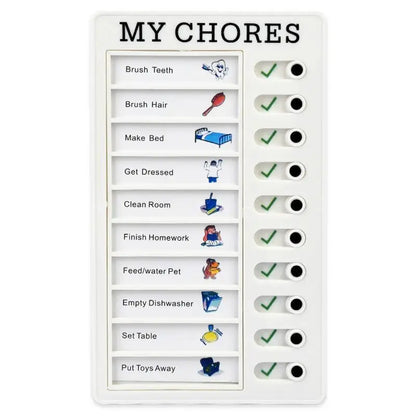 Reusable My Chores Checklist Daily Planner - Kid's Plastic Memo Board for Chore Chart, Responsibility, and Behavior Self-Discipline