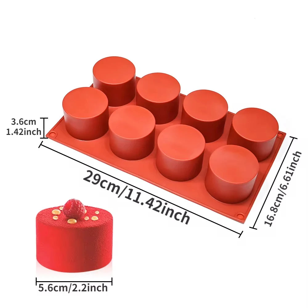 Cylinder-Shaped Silicone Mold — DIY Soap, Chocolate, Cookie Sandwich, Jelly, Pudding & Candy Baking Tool