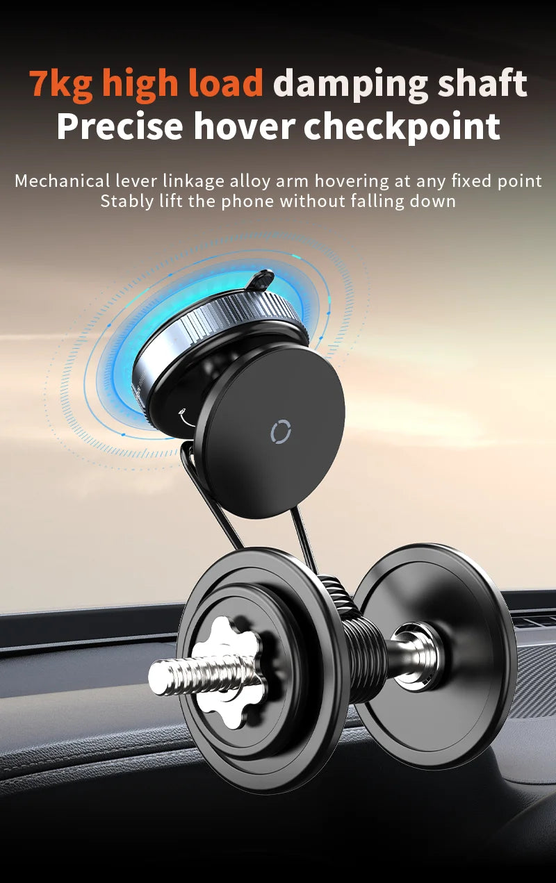Magnetic Car Phone Mount – 360° Rotation, Vacuum Adsorption with Super Strong Suction for iPhone 12-16 Smartphones