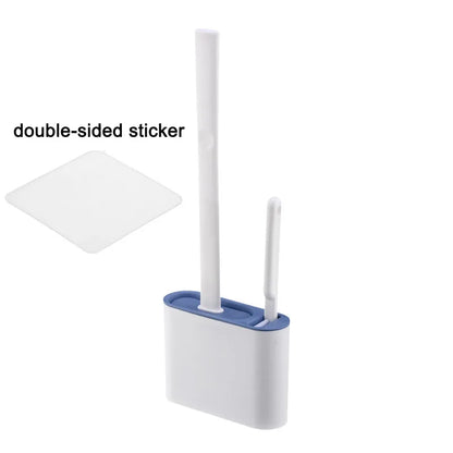 Wall-Mounted Toilet Brush with Holder – Long Handled Silicone Soft Bristles for Bathroom WC Cleaning