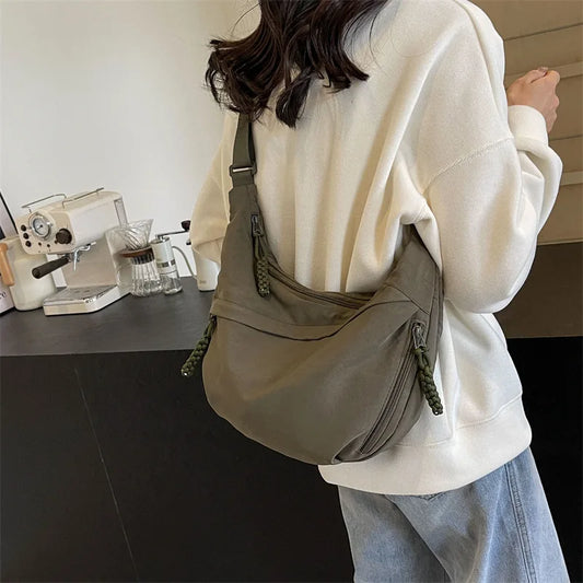 New Nylon Fabric Shoulder Bag – High Capacity Women's Crossbody Messenger Bag, Versatile & Leisure Hobo