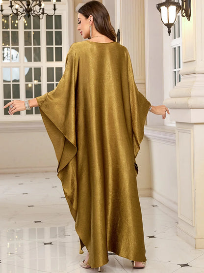 Women’s Sparkly Glitter Kaftan Dress – Batwing Sleeve Beach Maxi Cover-Up