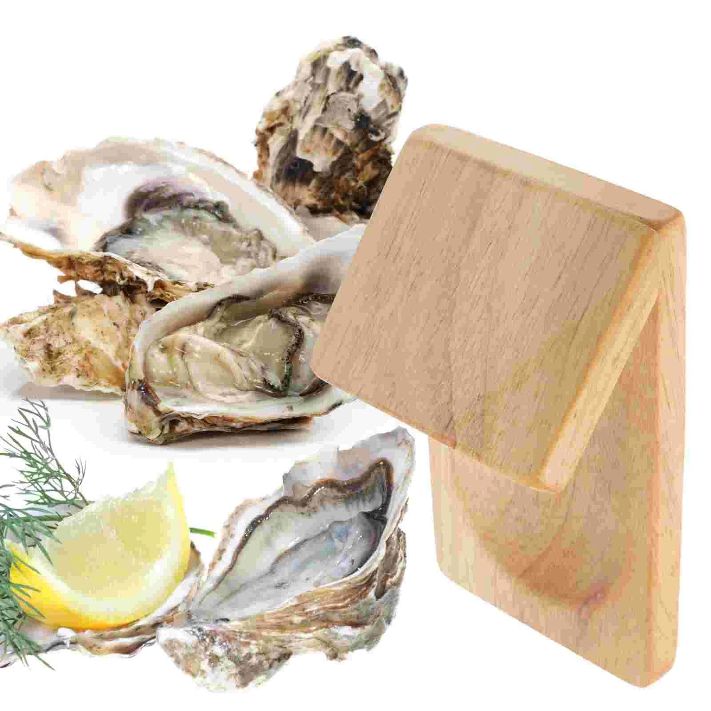 Wooden Oyster Shucking Opener Seafood Clamp Tool - Shucker & Shellfish Holder