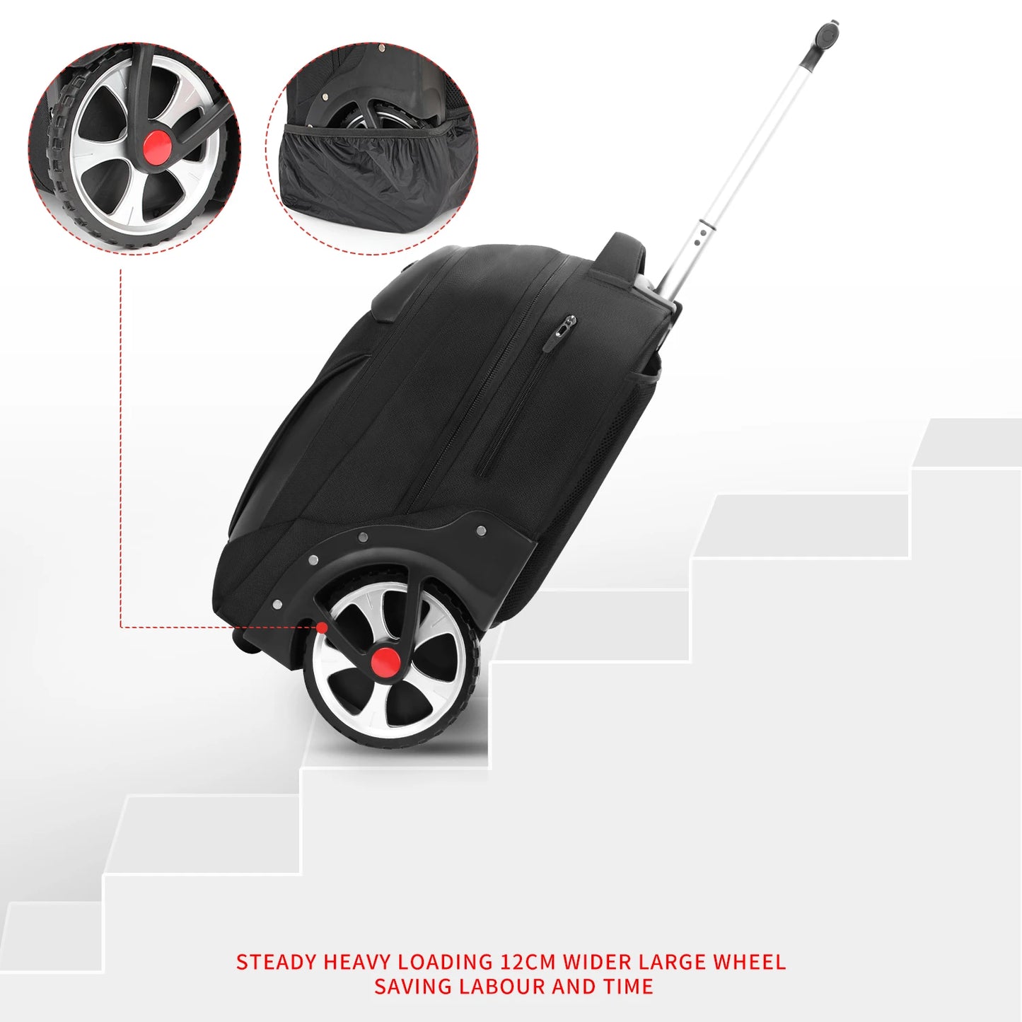 20-Inch Rolling Luggage Backpack – Large-Capacity Travel Suitcase with Wheels, Trolley Bag and Multifunctional Laptop Carry-On