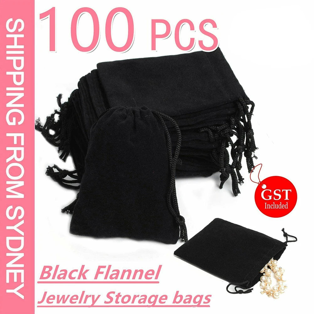 100pcs Velvet Drawstring Bags – Jewelry Gift Pouches for Wedding, Party, Sweets & Display (5x7/7x9/10x14cm)