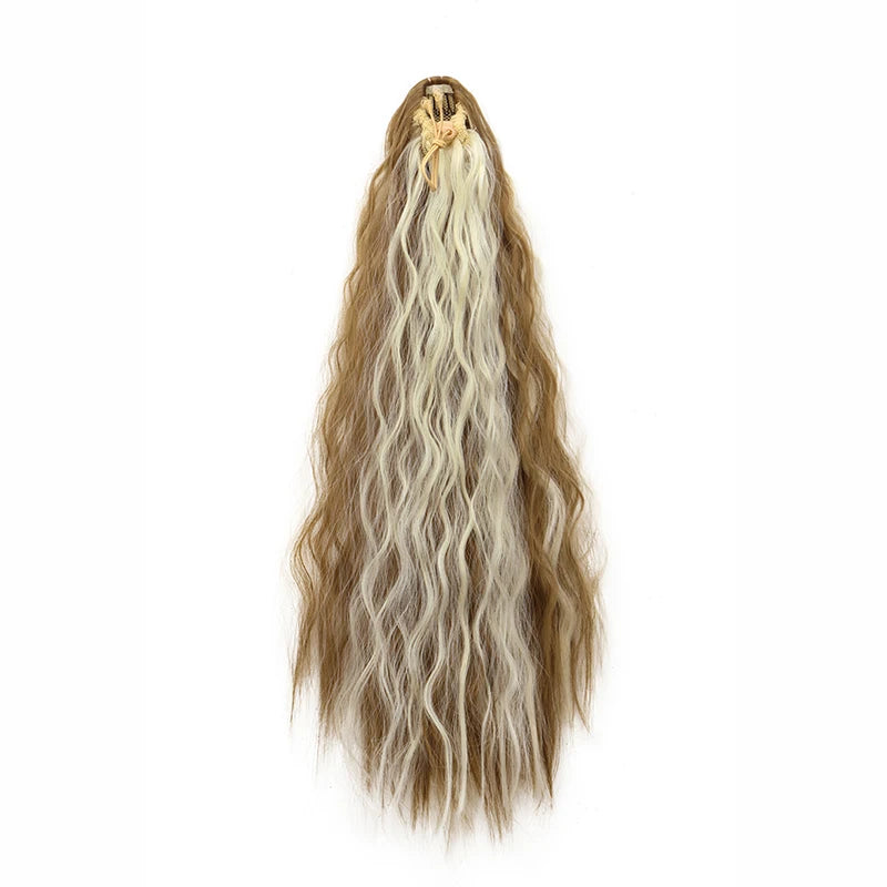 22-Inch Kinky Curly Ponytail Extension - Synthetic Drawstring Clip-In Hairpiece for Women