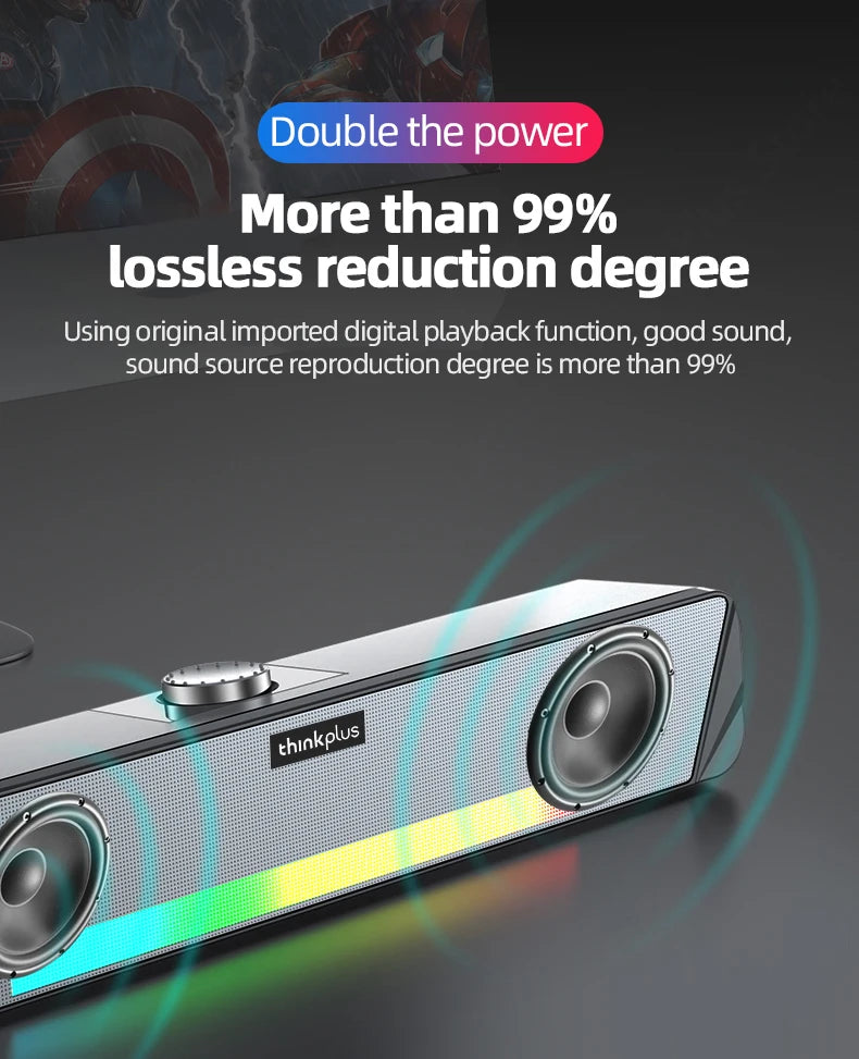 Lenovo TS33 Bluetooth 5.0 Speaker - Original Desk Subwoofer with AUX, Surround Sound for Home & Movies