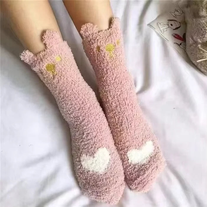 5 Pairs Happy Face Crew Socks – Cartoon Cat Cotton Mid Tube Socks, Breathable Women's Stockings & Hosiery