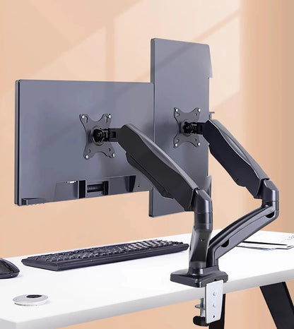 Dual Monitor Desk Mount – Mechanical Arm, VESA 100x100mm, Height Adjustable, Supports 32" Screens & 19.8 lbs per Screen