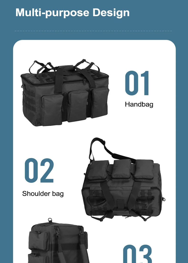 55L Tactical Duffel Bag – Large Camping Backpack for Hiking, Mountaineering, Travel & Gym, Men's Weekend Utility Bag