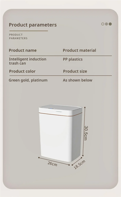 15L Smart Automatic Bathroom Trash Can — Touchless Electronic Sensor Bin with Self-Bagging, White Narrow Garbage Bin for Smart Home