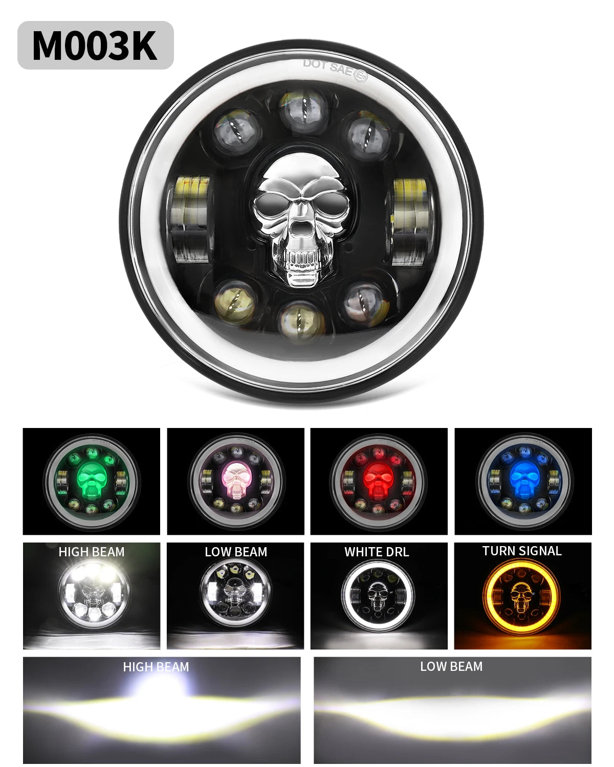 BraveWAY 5.75″ Round LED Motorcycle Headlight – White & Amber DRL with Gradient Halo Start-Up Welcome Light