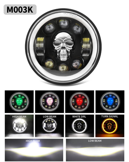 BraveWAY 5.75″ Round LED Motorcycle Headlight – White & Amber DRL with Gradient Halo Start-Up Welcome Light