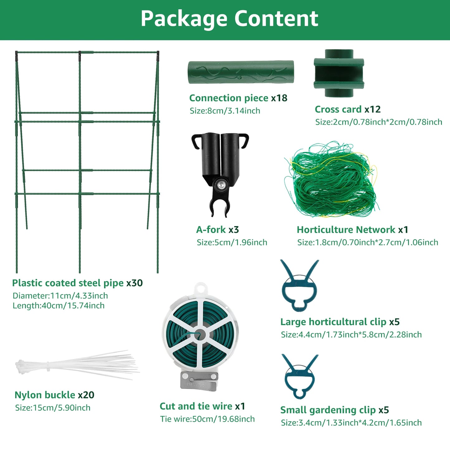 A-Frame Garden Trellis Kit - Rustproof Vegetable Climbing Support with Net for Cucumbers & Outdoor Plants