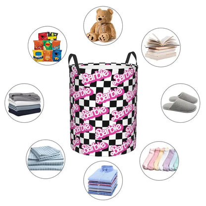 Custom Barbie Logo Laundry Basket – Collapsible Large Capacity Clothes Storage Bin, Disney Baby Hamper