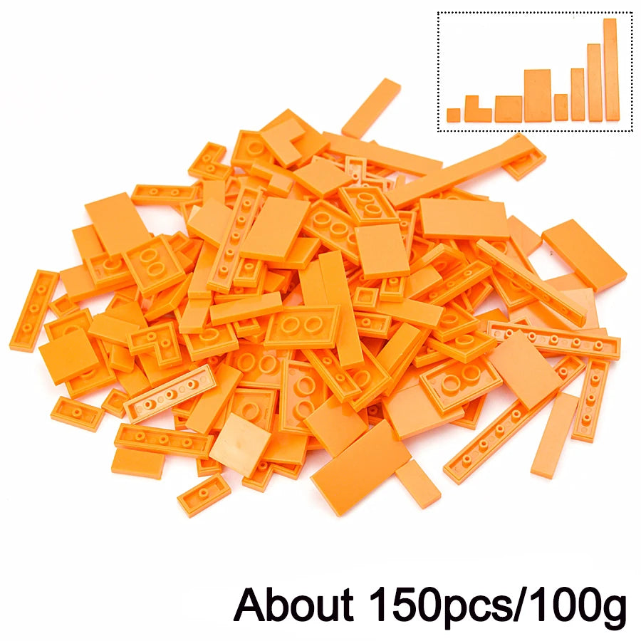150-Piece DIY Building Blocks Set - Multicolor Flat Tile Construction Parts for Creative Educational Play and Crafts