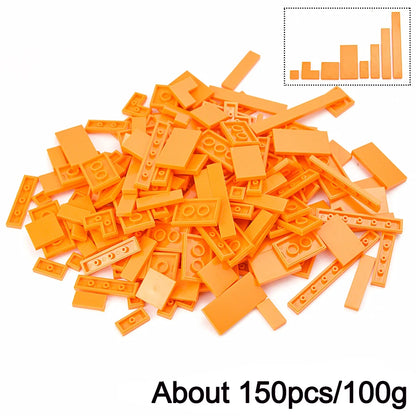 150-Piece DIY Building Blocks Set - Multicolor Flat Tile Construction Parts for Creative Educational Play and Crafts