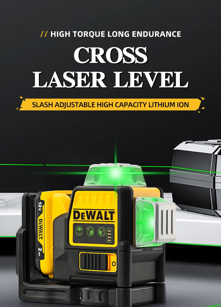 Dewalt DW089LG Laser Level – 12-Line 360° Vertical Laser with 12V Lithium Battery for Outdoor Use