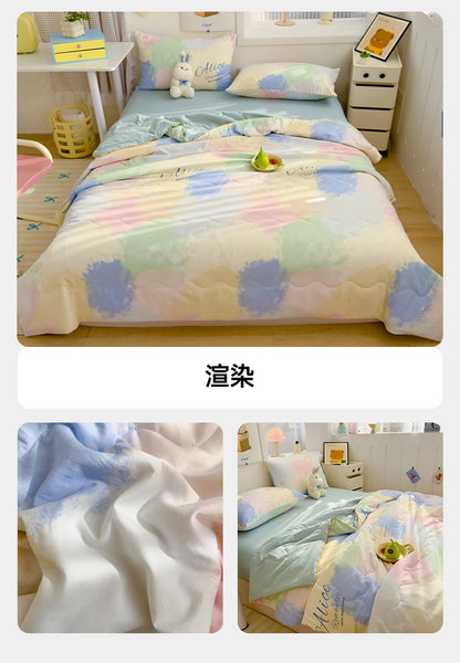 Washed Double Gauze Quilt – Lightweight Summer Comforter with Soya Fibre Filling, Soft & Breathable for Queen Size