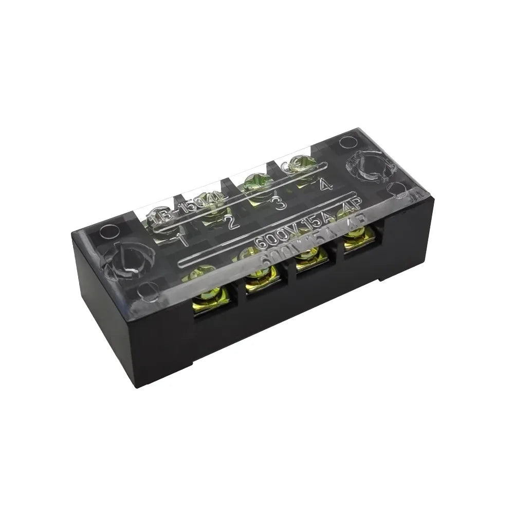 Dual Row Barrier Screw Terminal Block Strip — 600V 15A Wire Connector, 3-20 Position Options