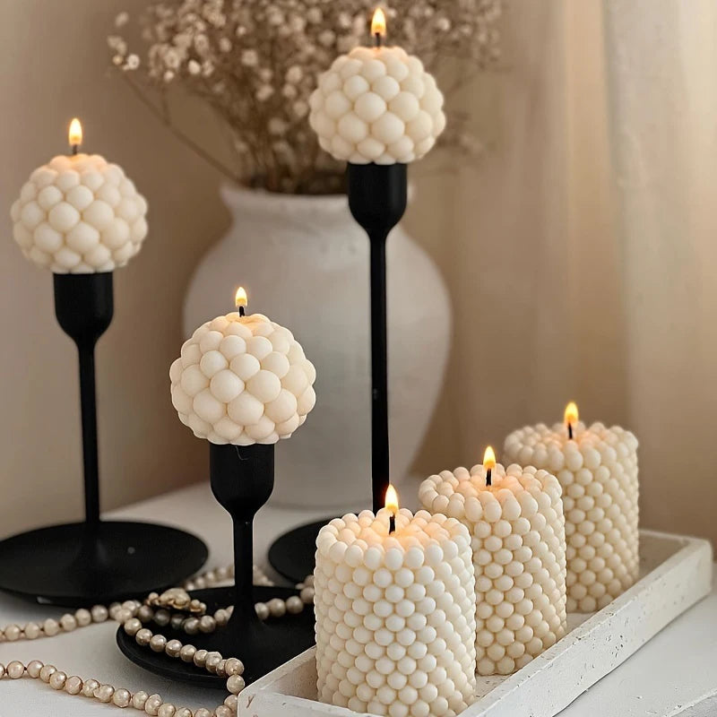 3D Silicone Candle Mold | Cylindrical Bubble Round Ball Shape | Scented Aromatherapy Plaster Candle Making Mold | DIY Handmade Cake Tool
