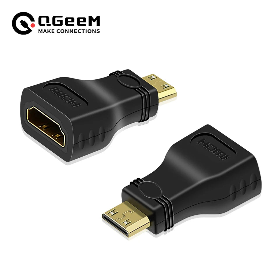 QGeeM Mini HDMI Male to HDMI Female Adapter - 1080P, 2K, 4K Converter for Mini PC, HDTV, HD Camera, Model 5504