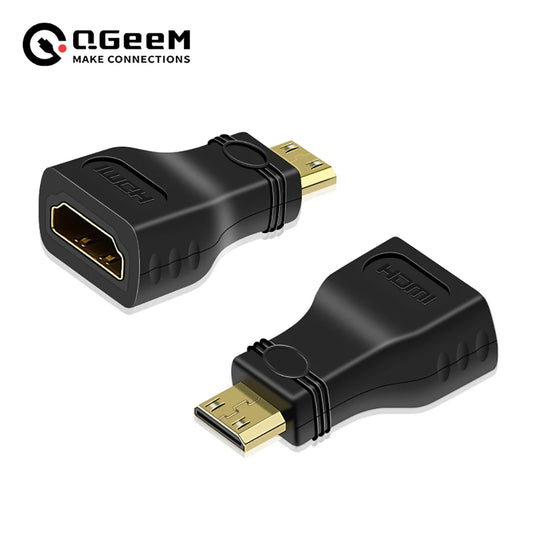 QGeeM Mini HDMI Male to HDMI Female Adapter - 1080P, 2K, 4K Converter for Mini PC, HDTV, HD Camera, Model 5504