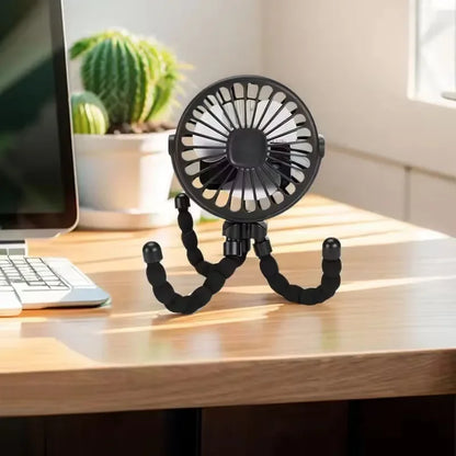 Mini Octopus Stroller Fan – Handheld USB Charging Bladeless Fan, Small Folding Silent Fan for Table, Outdoor, and Baby Use