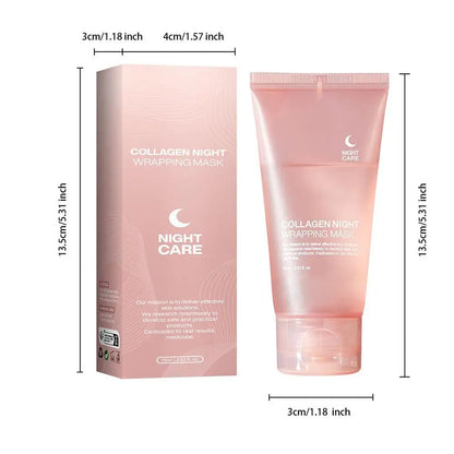 Hydrolyzed Collagen Overnight Facial Mask - Peel-Off Hydrating & Firming Mask, Reduces Sagging & Dullness, Boosts Elasticity